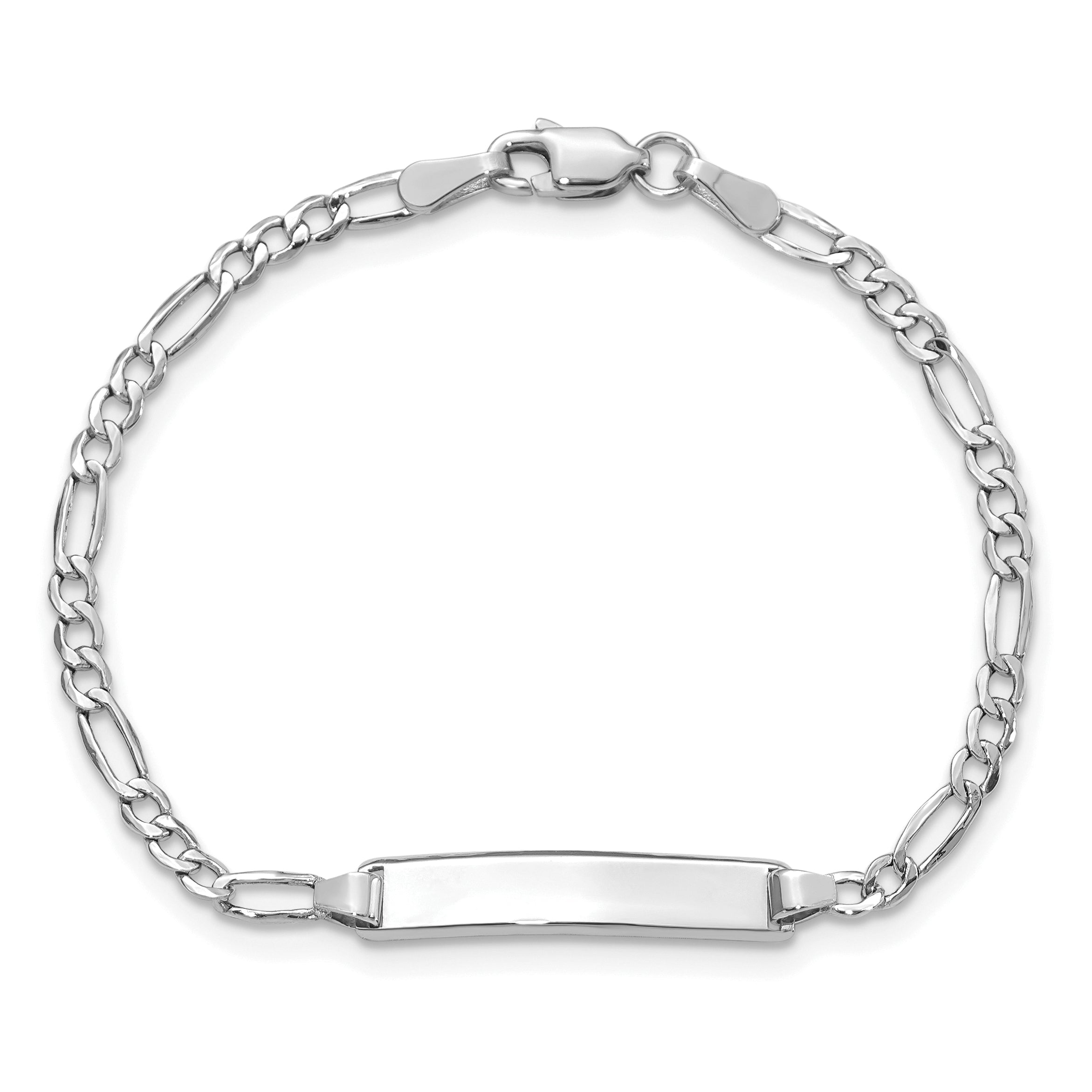 14k WG Semi-Solid Polished Figaro ID Bracelet