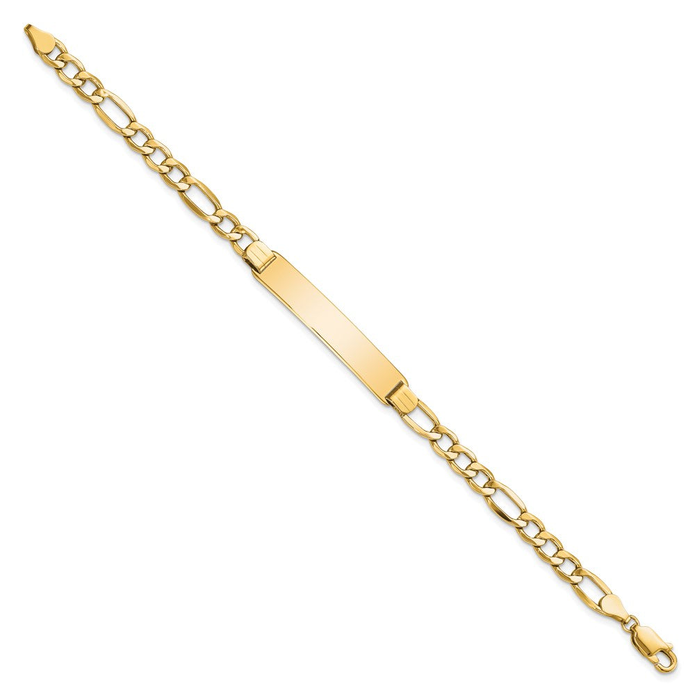 14k Polished Semi-Solid Figaro ID Bracelet