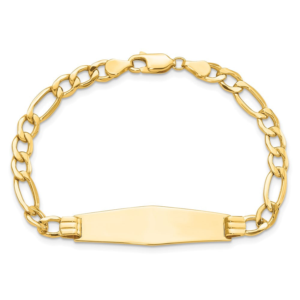 14k Polished Semi-Solid Soft Diamond Shape Figaro ID Bracelet