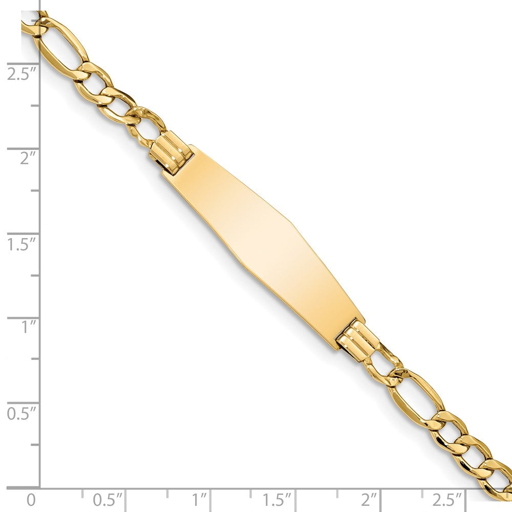 14k Polished Semi-Solid Soft Diamond Shape Figaro ID Bracelet