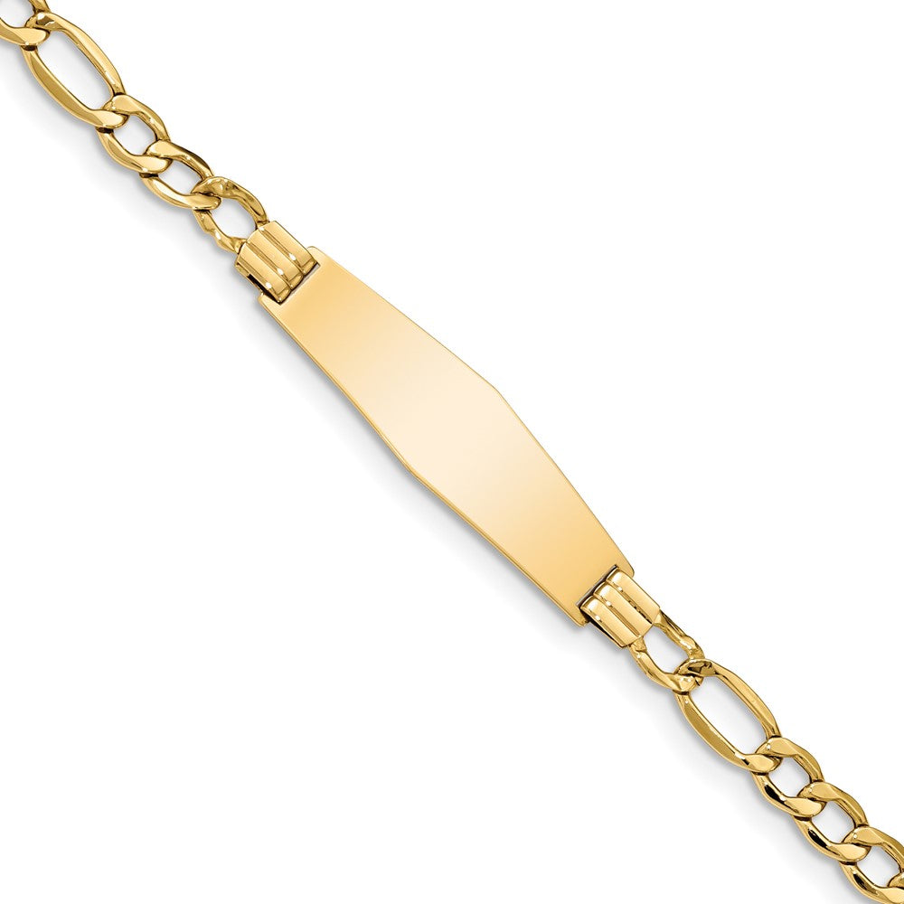 14k Polished Semi-Solid Soft Diamond Shape Figaro ID Bracelet