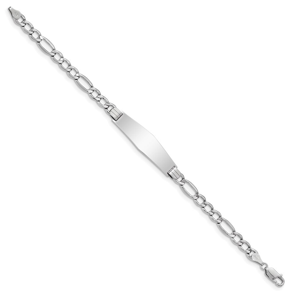 14K WG Polished Semi-Solid Soft Diamond Shape Figaro ID Bracelet