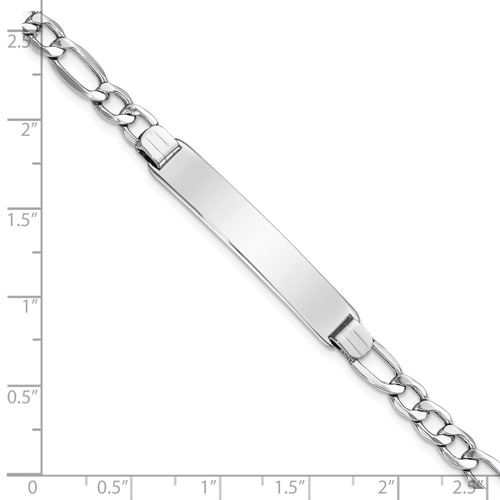 14K WG Polished Semi-Solid Figaro ID Bracelet