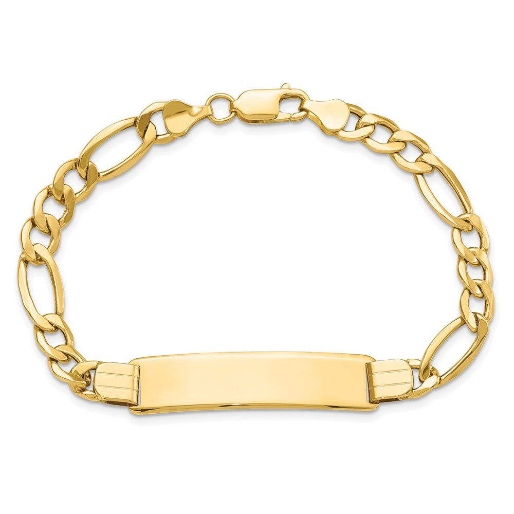 14k Polished Semi-Solid Figaro ID Bracelet