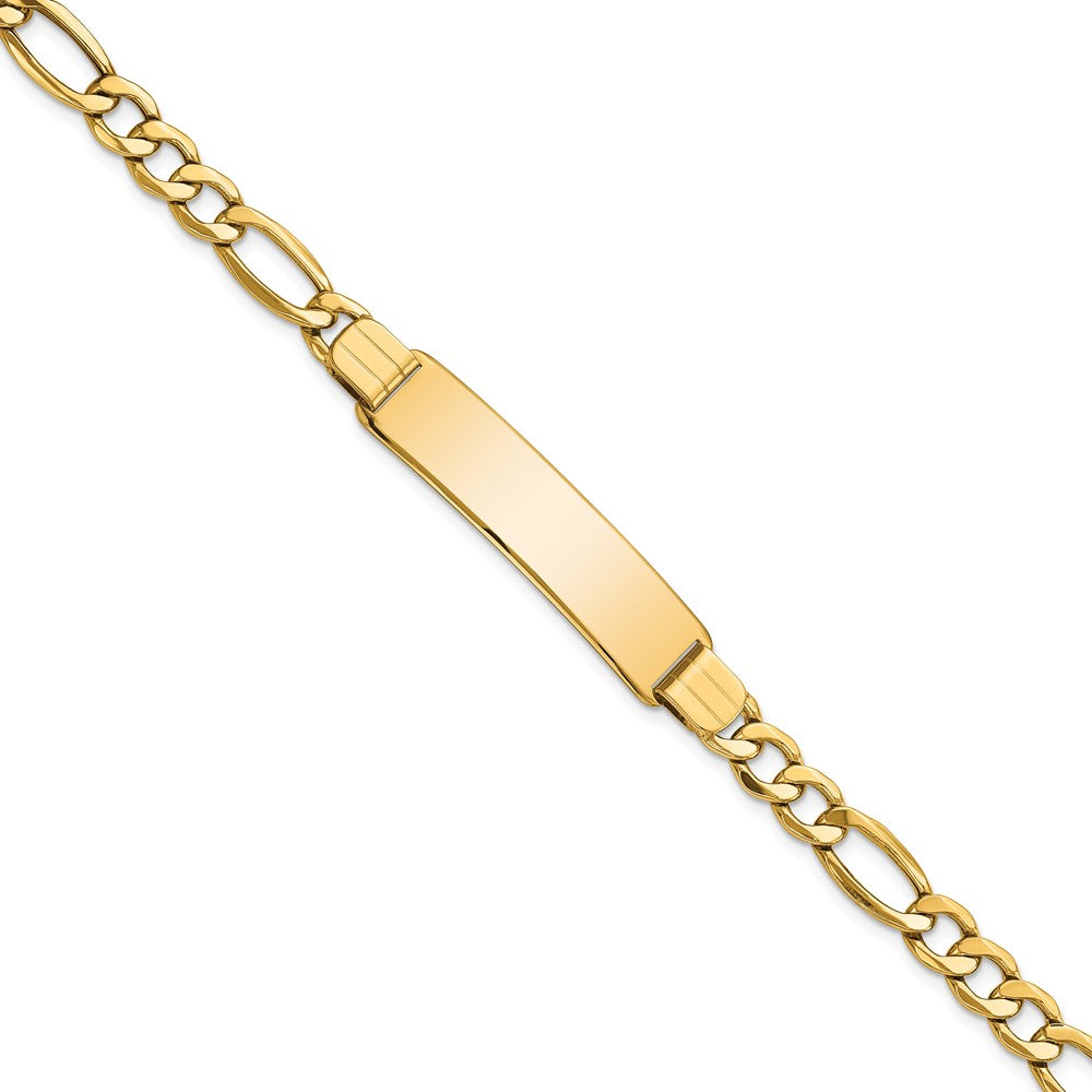 14k Polished Semi-Solid Figaro ID Bracelet