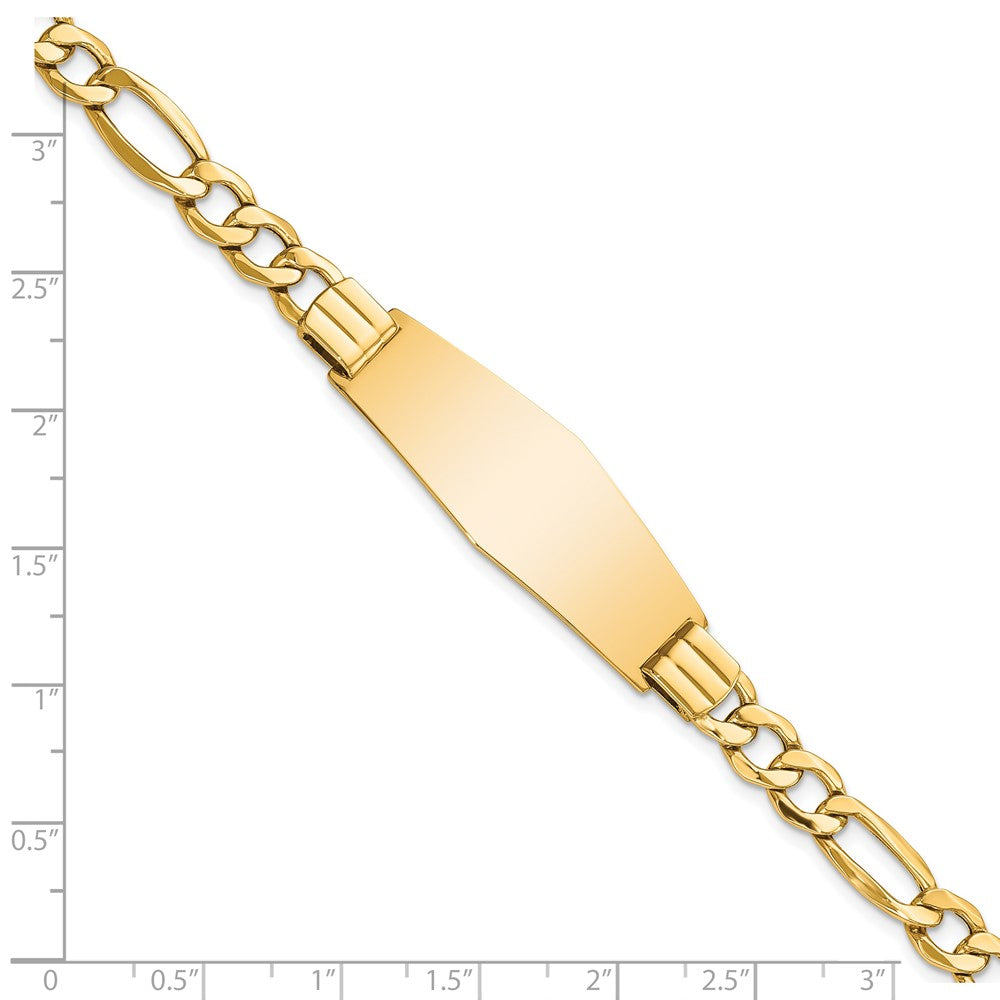 14k Polished Semi-Solid Soft Diamond Shape Figaro ID Bracelet