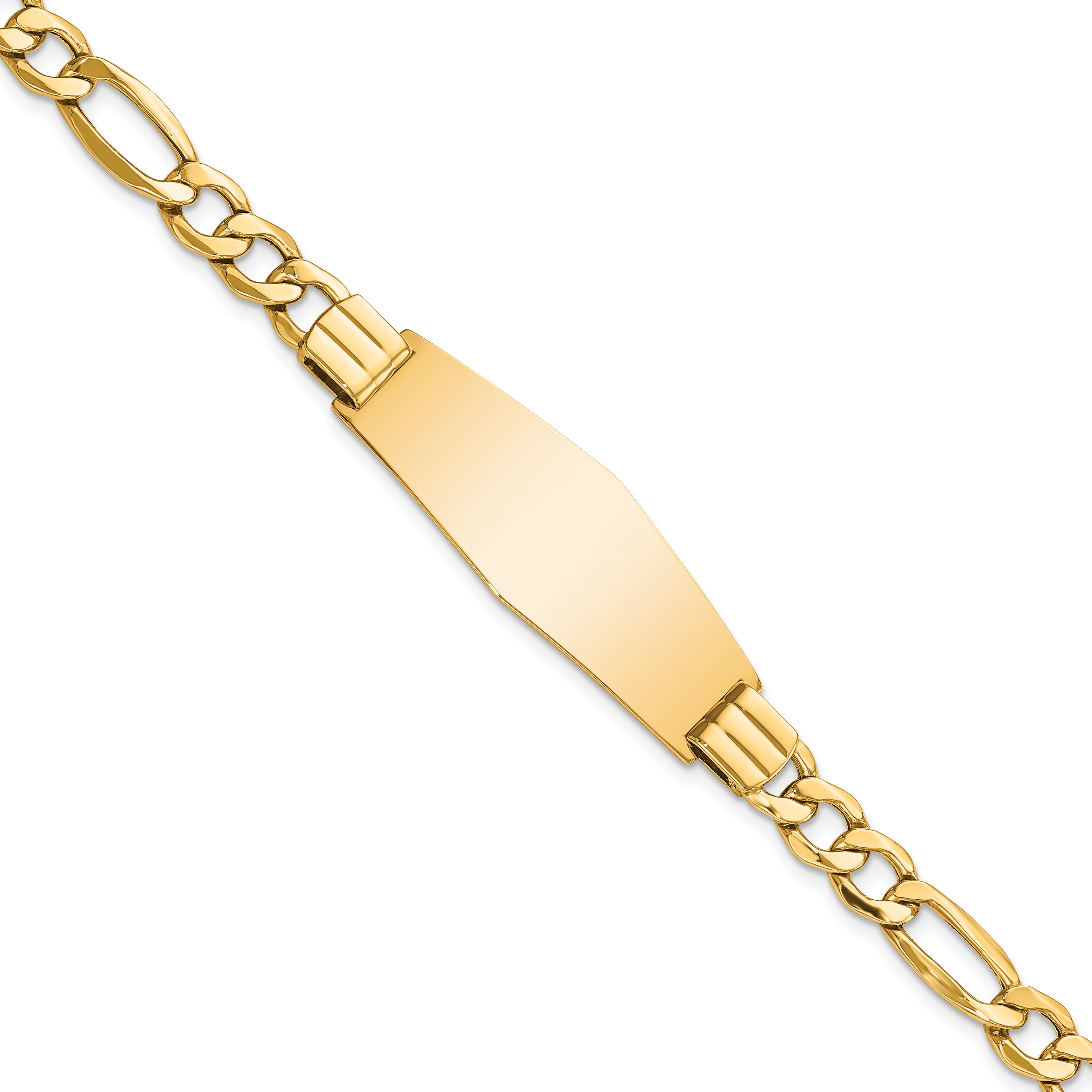 14k Polished Semi-Solid Soft Diamond Shape Figaro ID Bracelet