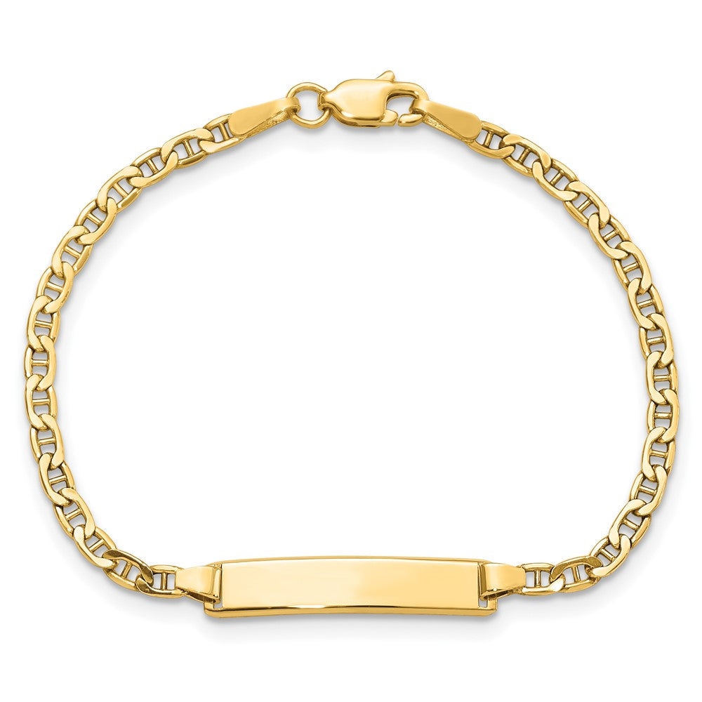 14k Semi-Solid Polished Anchor  ID Bracelet