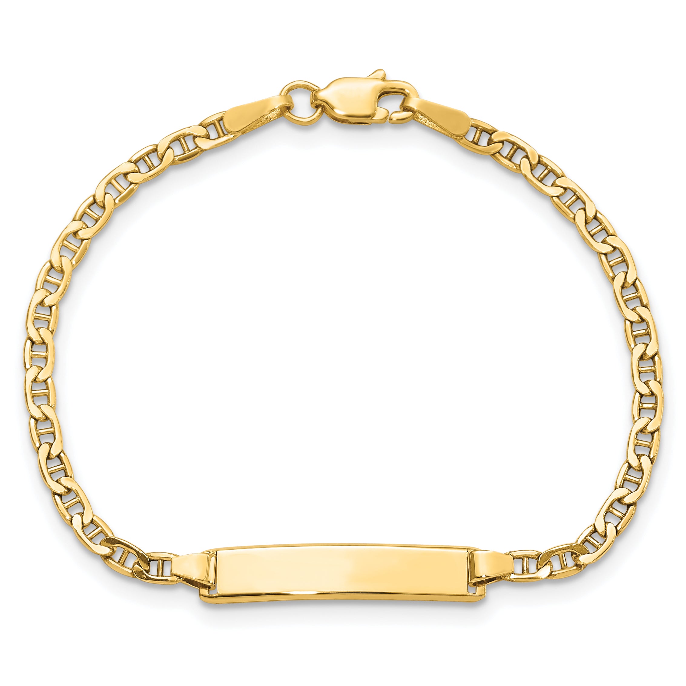 14k Polished ID with Semi-Solid Anchor Bracelet DCID105