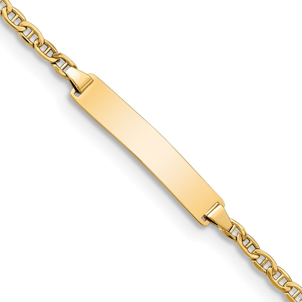 14k Semi-Solid Polished Anchor Link ID  Bracelet