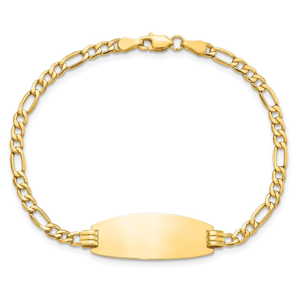 14k Semi-Solid Oval ID Figaro Bracelet