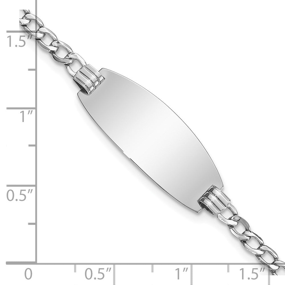 14k White Gold Semi-solid Oval Curb ID Bracelet