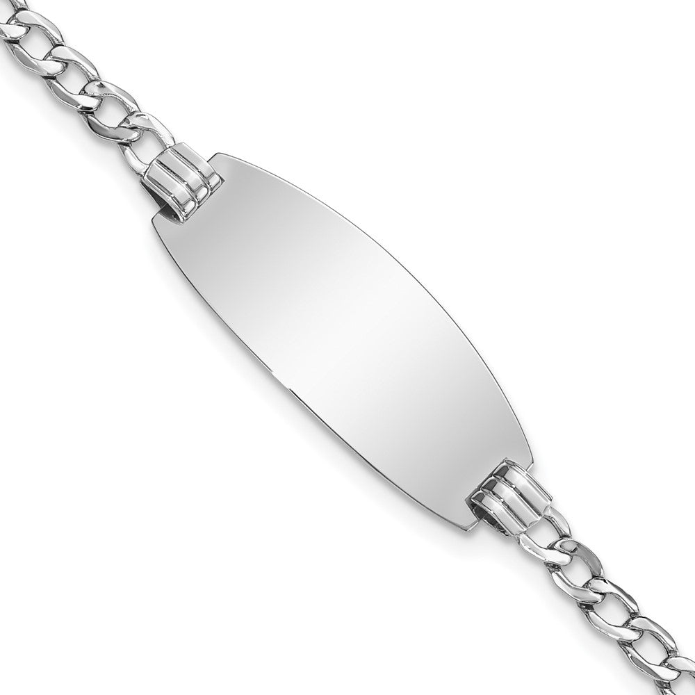 14k White Gold Semi-solid Oval Curb ID Bracelet