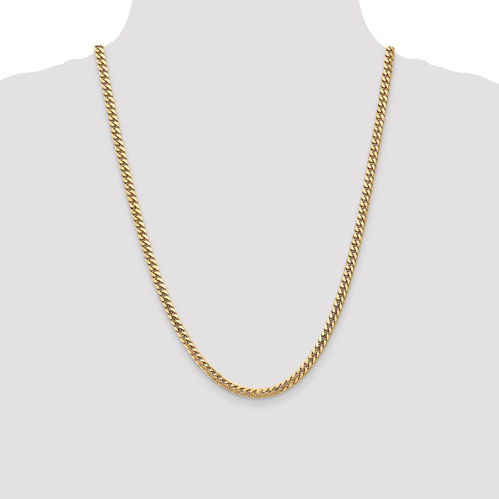 14K 24 inch 4.3mm Solid Miami Cuban Link with Lobster Clasp Chain