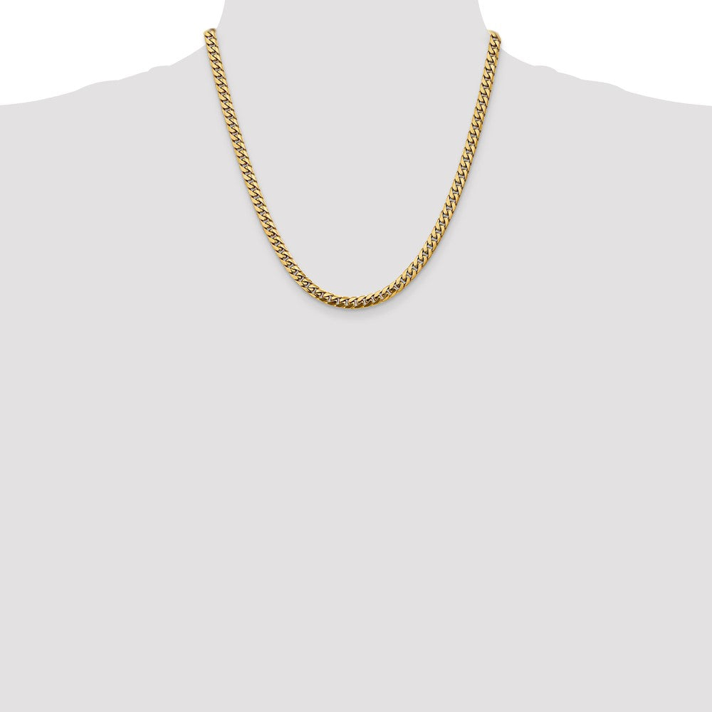 14K 20 inch 5mm Solid Miami Cuban Link with Lobster Clasp Chain