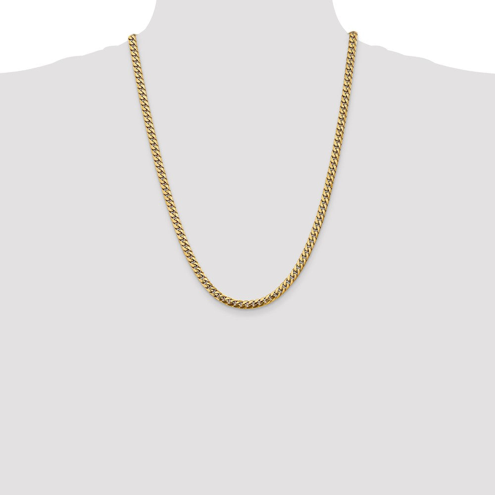 14K 24 inch 5mm Solid Miami Cuban Link with Lobster Clasp Chain