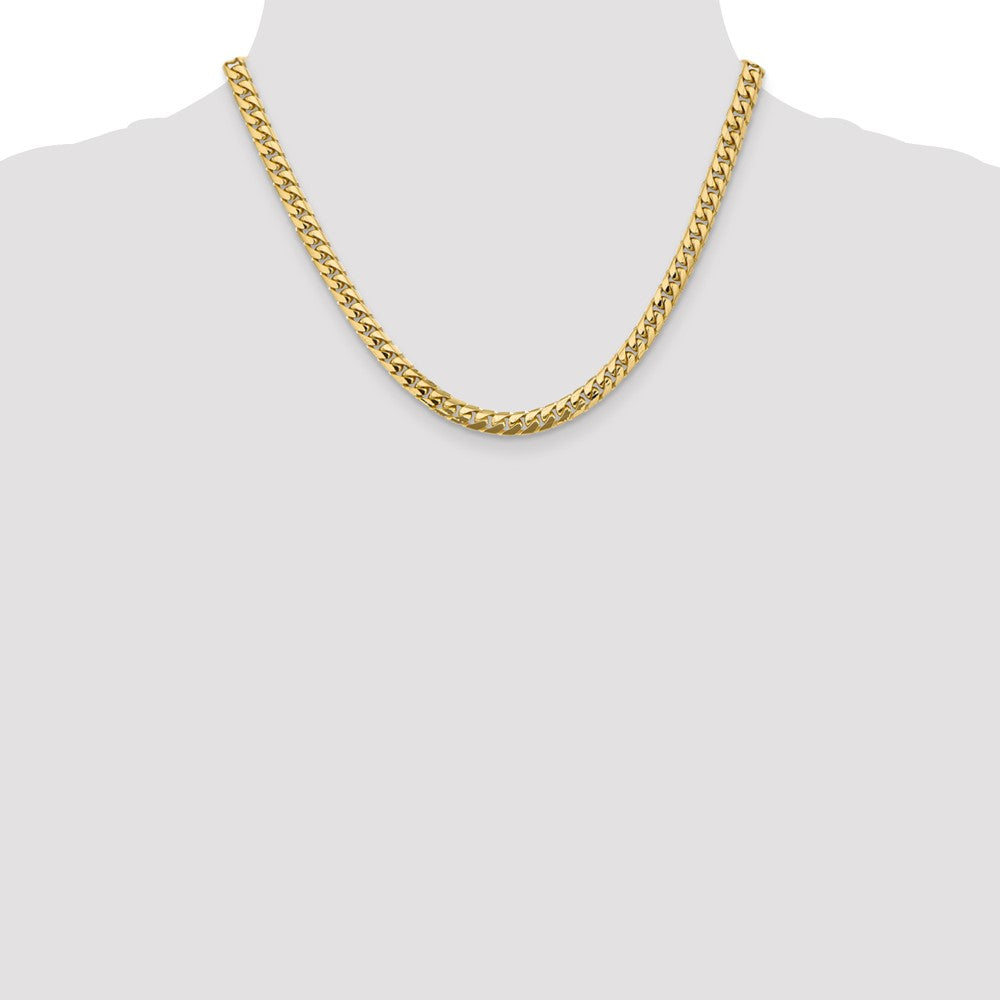 14K 18 inch 5.5mm Solid Miami Cuban Link with Lobster Clasp Chain