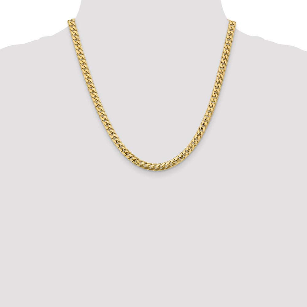 14K 20 inch 5.5mm Solid Miami Cuban Link with Lobster Clasp Chain