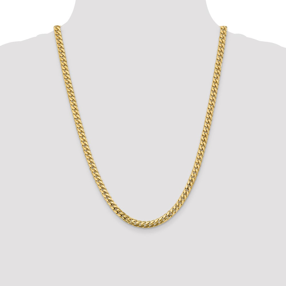 14K 24 inch 5.5mm Solid Miami Cuban Link with Lobster Clasp Chain