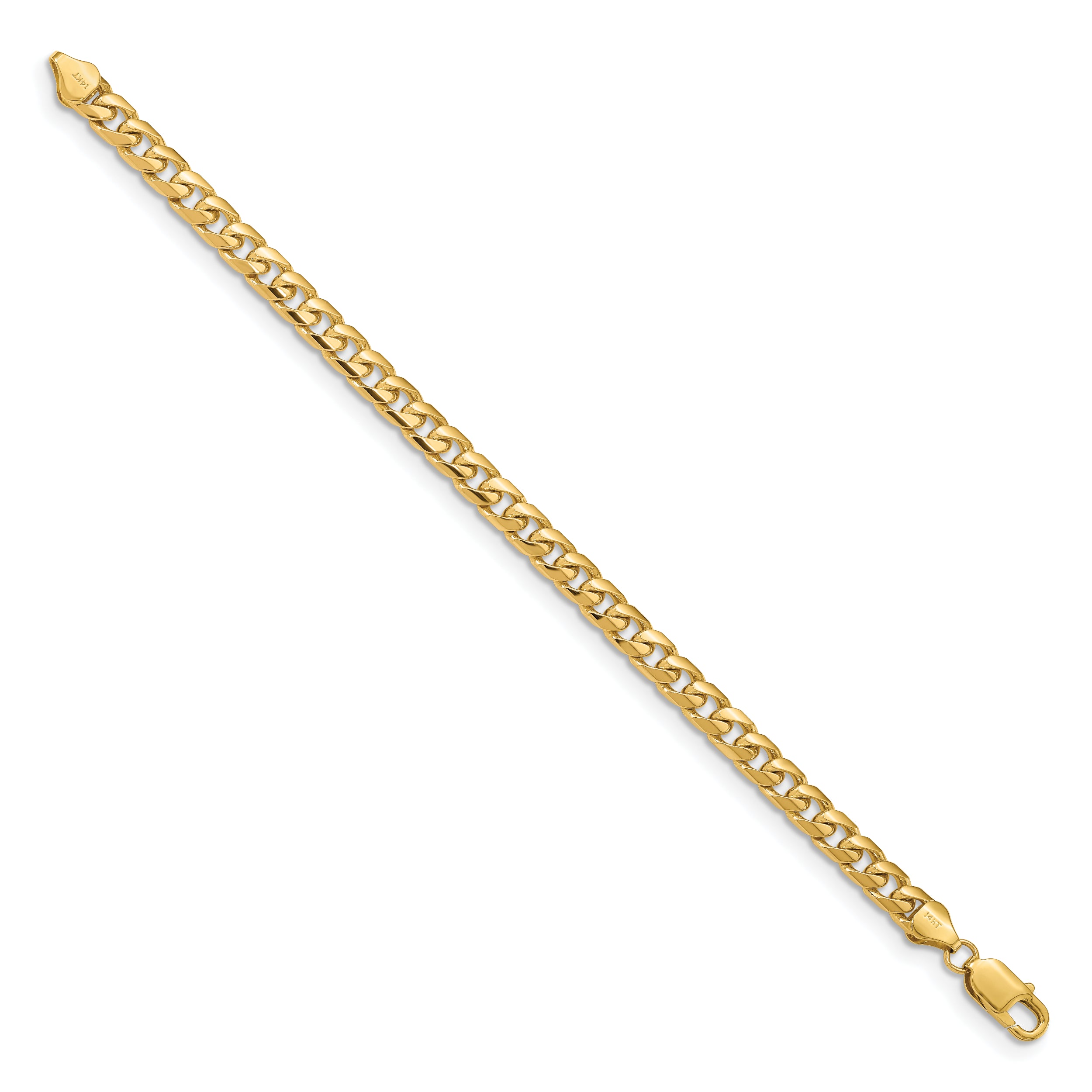 14K 8 inch 6.25mm Solid Miami Cuban Link with Lobster Clasp Bracelet