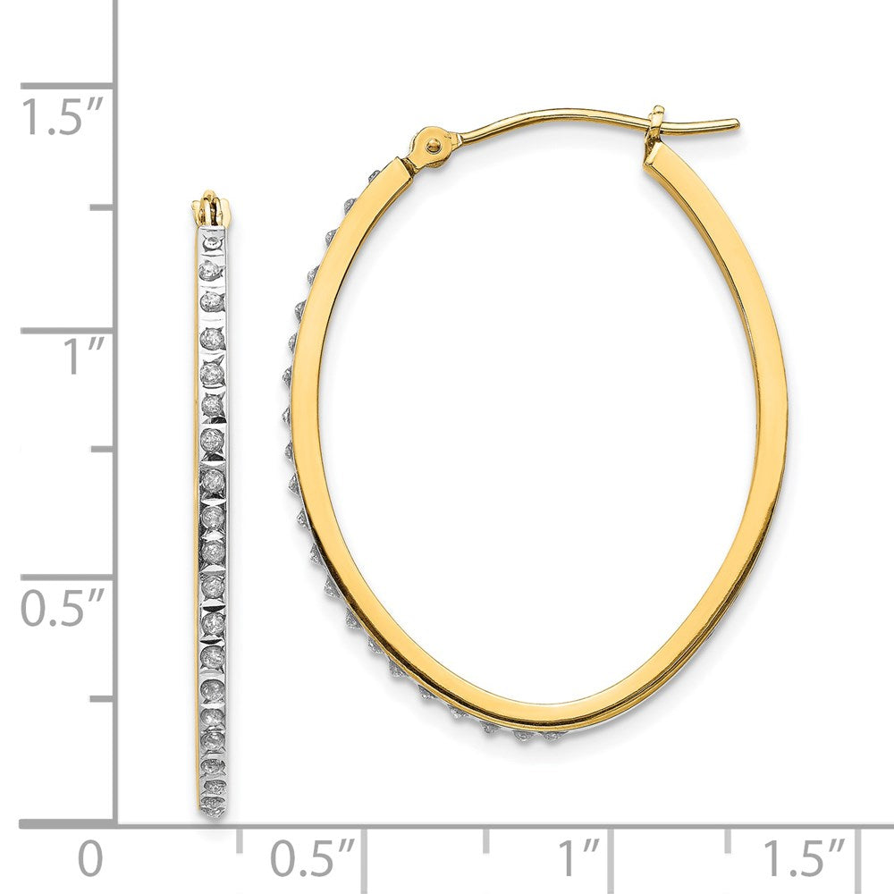 14k Diamond Fascination Oval Hinged Hoop Earrings