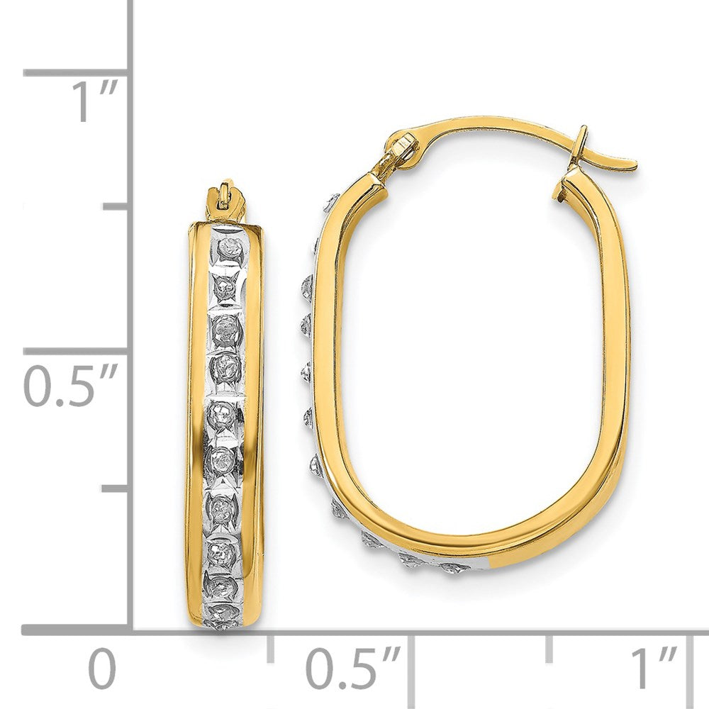 14k Diamond Fascination Squared Hinged Hoop Earrings