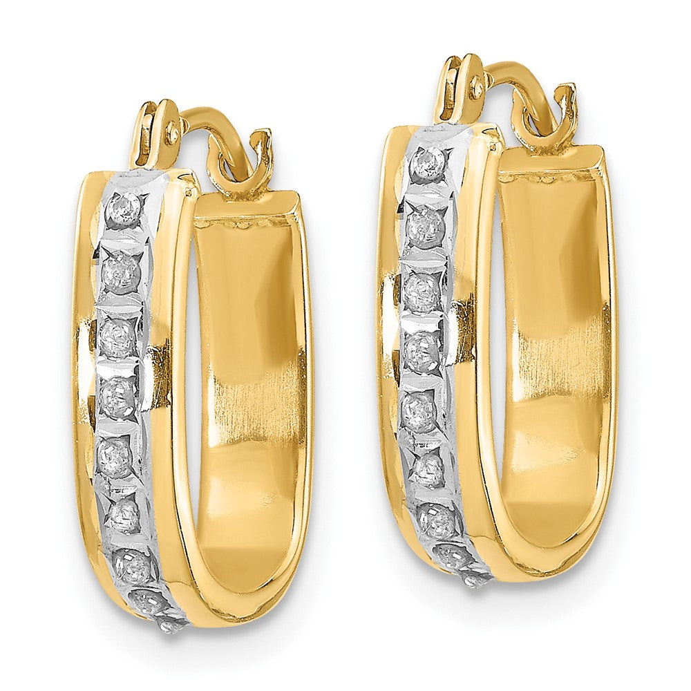 14k Diamond Fascination Squared Hinged Hoop Earrings