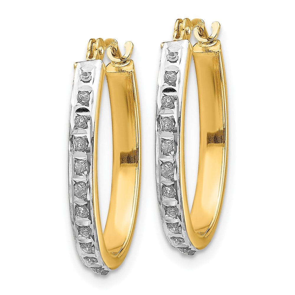 14k Diamond Fascination Oval Hinged Hoop Earrings