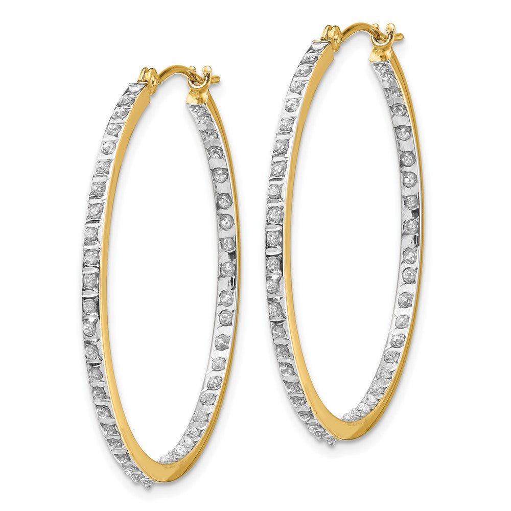 14k Diamond Fascination Round Hinged Hoop Earrings