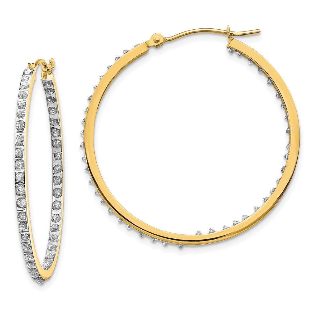 14k Diamond Fascination Round Hinged Hoop Earrings