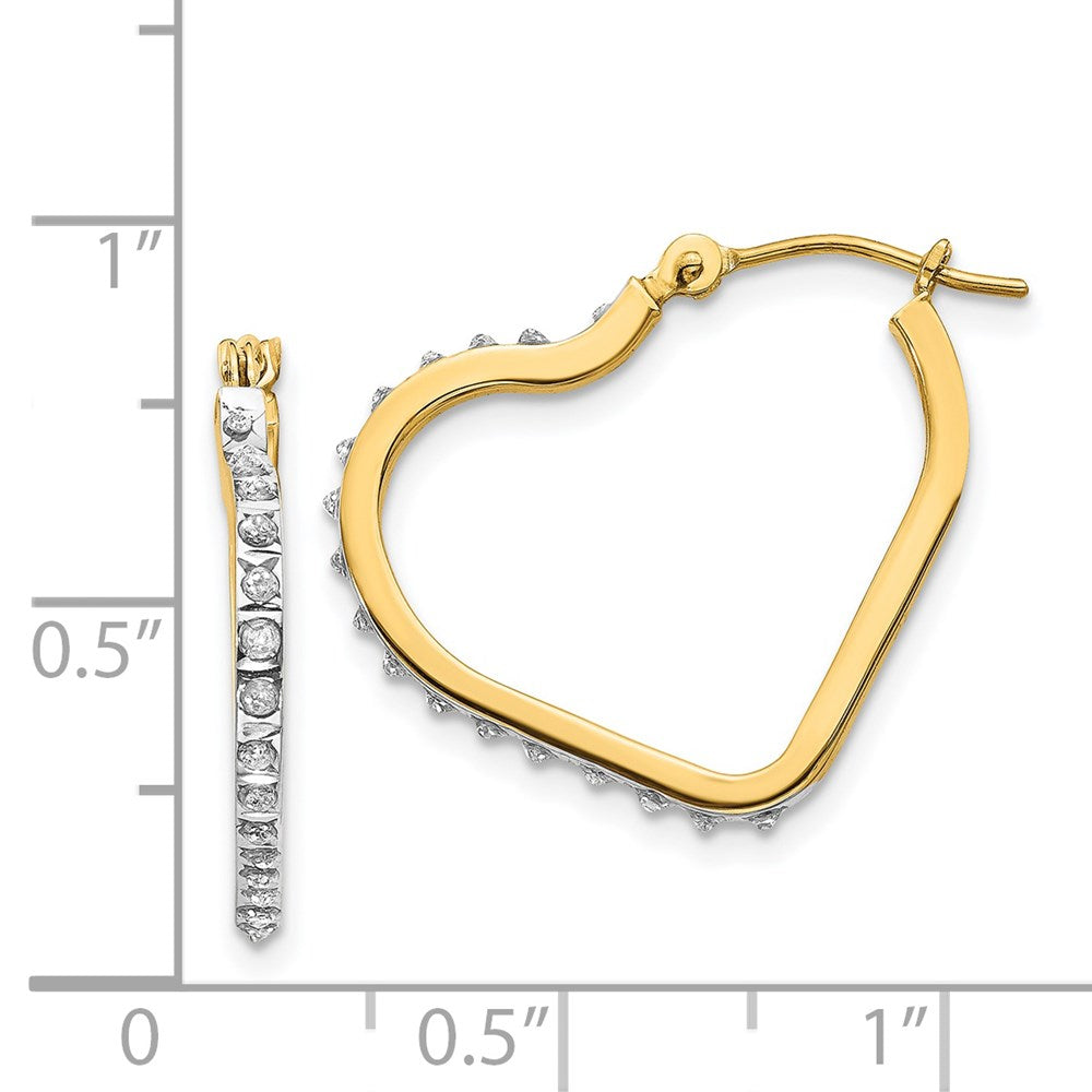 14k Diamond Fascination Heart Hoop Earrings