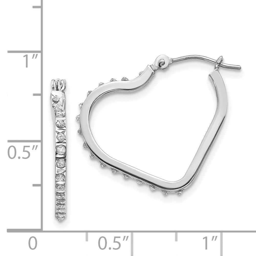 14k White Gold Diamond Fascination Heart Hoop Earrings