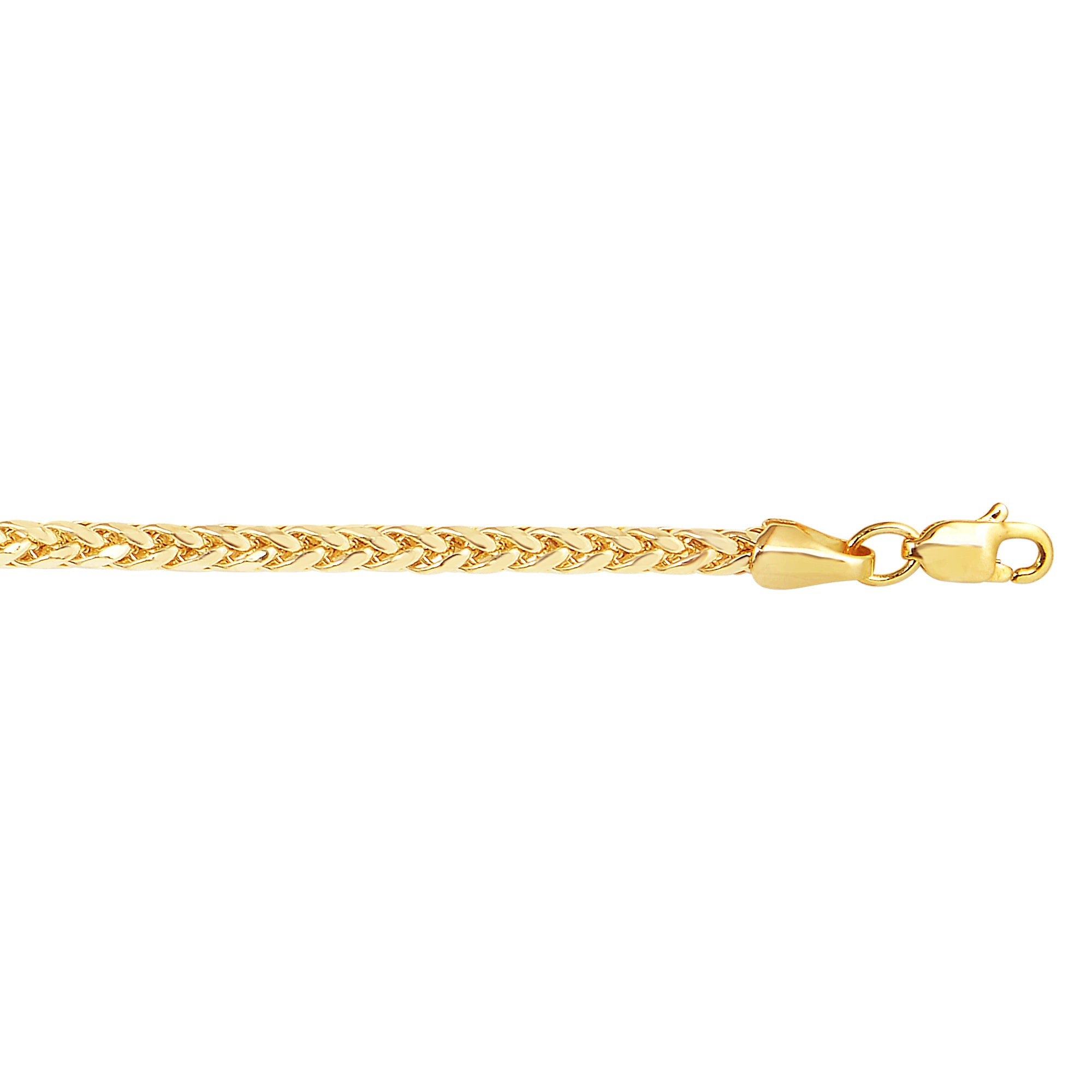 14K Yellow Gold 2.7mm Diamond Cut Lite Round Wheat 24" Chain with Lobster Lock