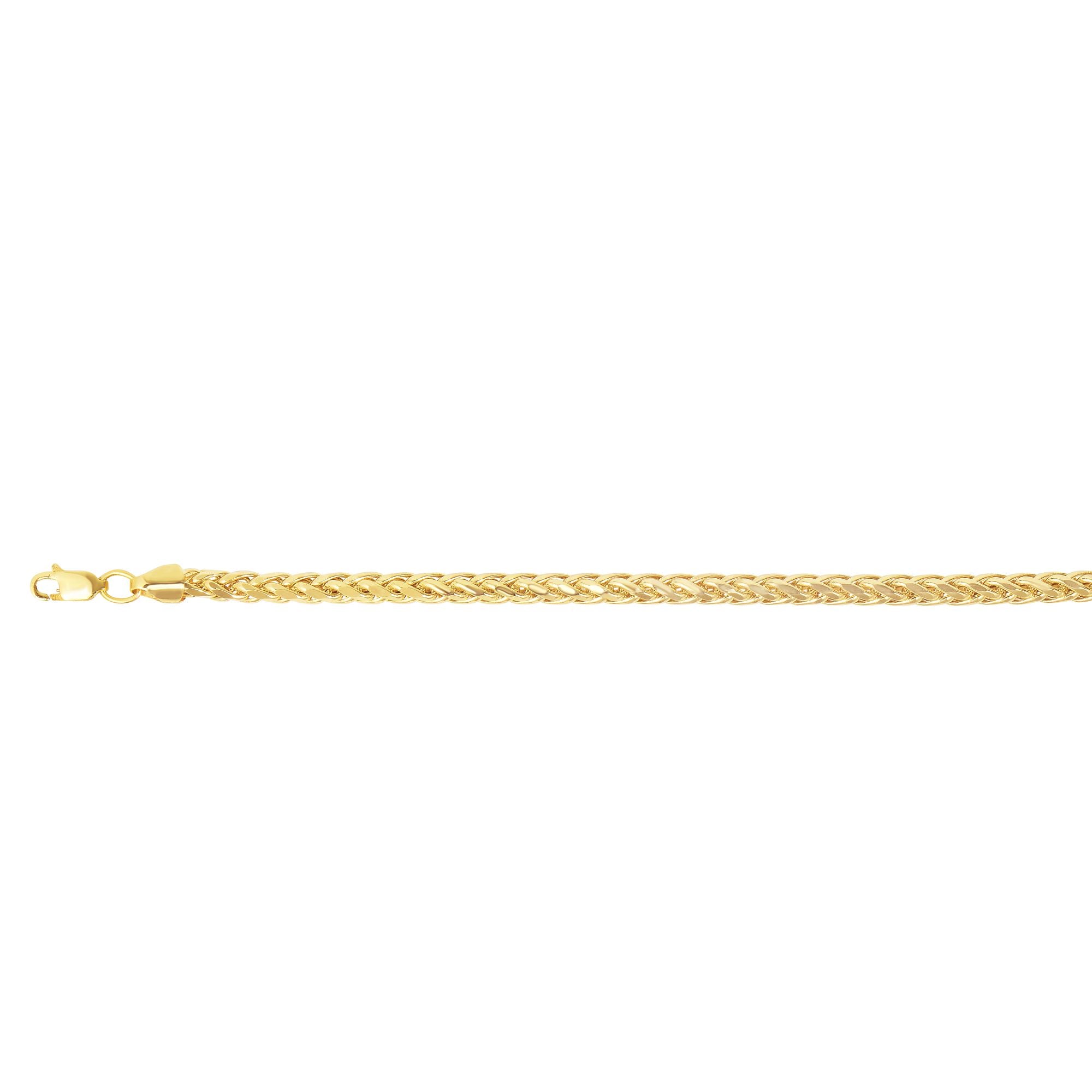 14K Yellow Gold 5.3mm Diamond Cut Lite Round Wheat 28" Chain with Lobster Lock