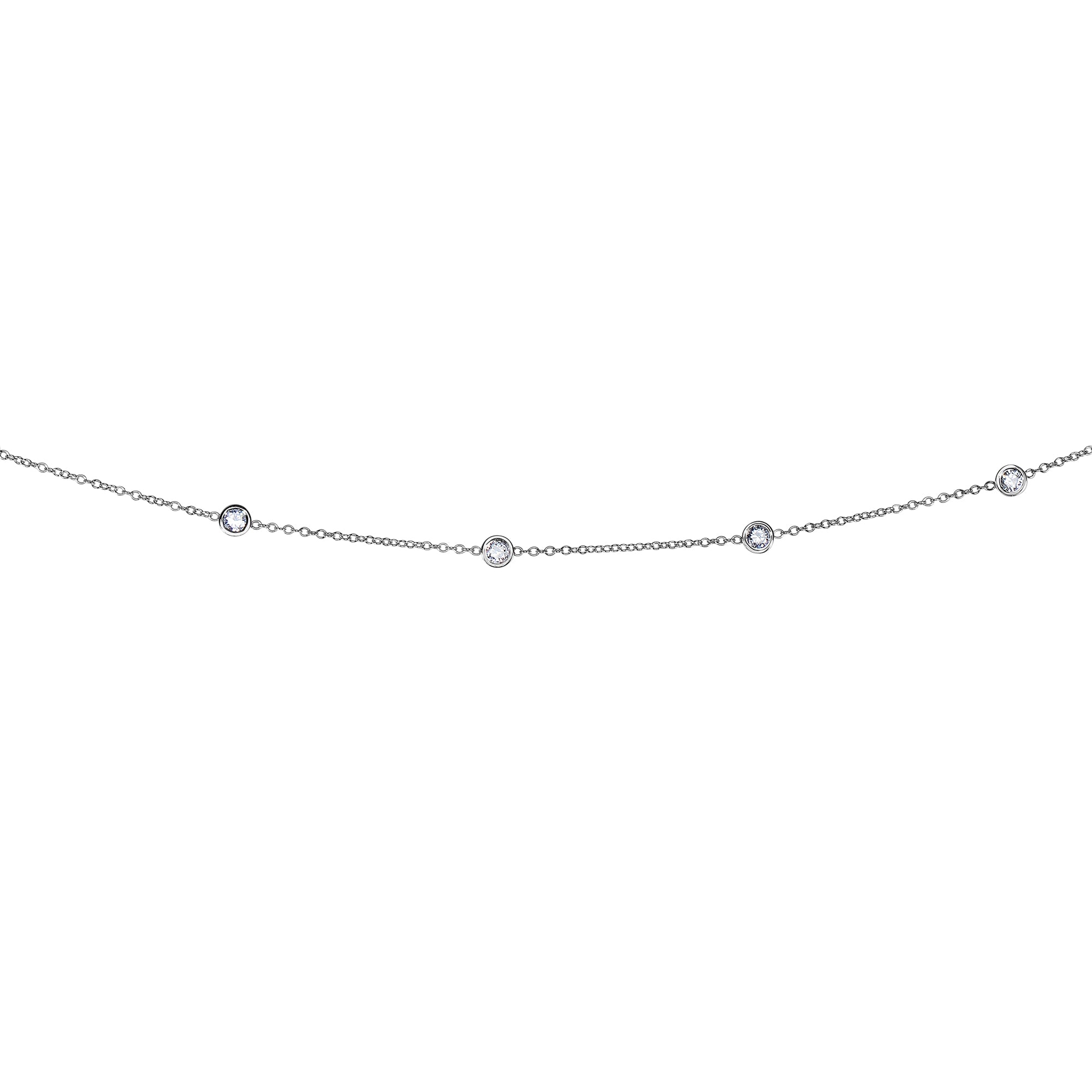 14K White Gold 18" 1.0ct Diamonds by the Yard Necklace