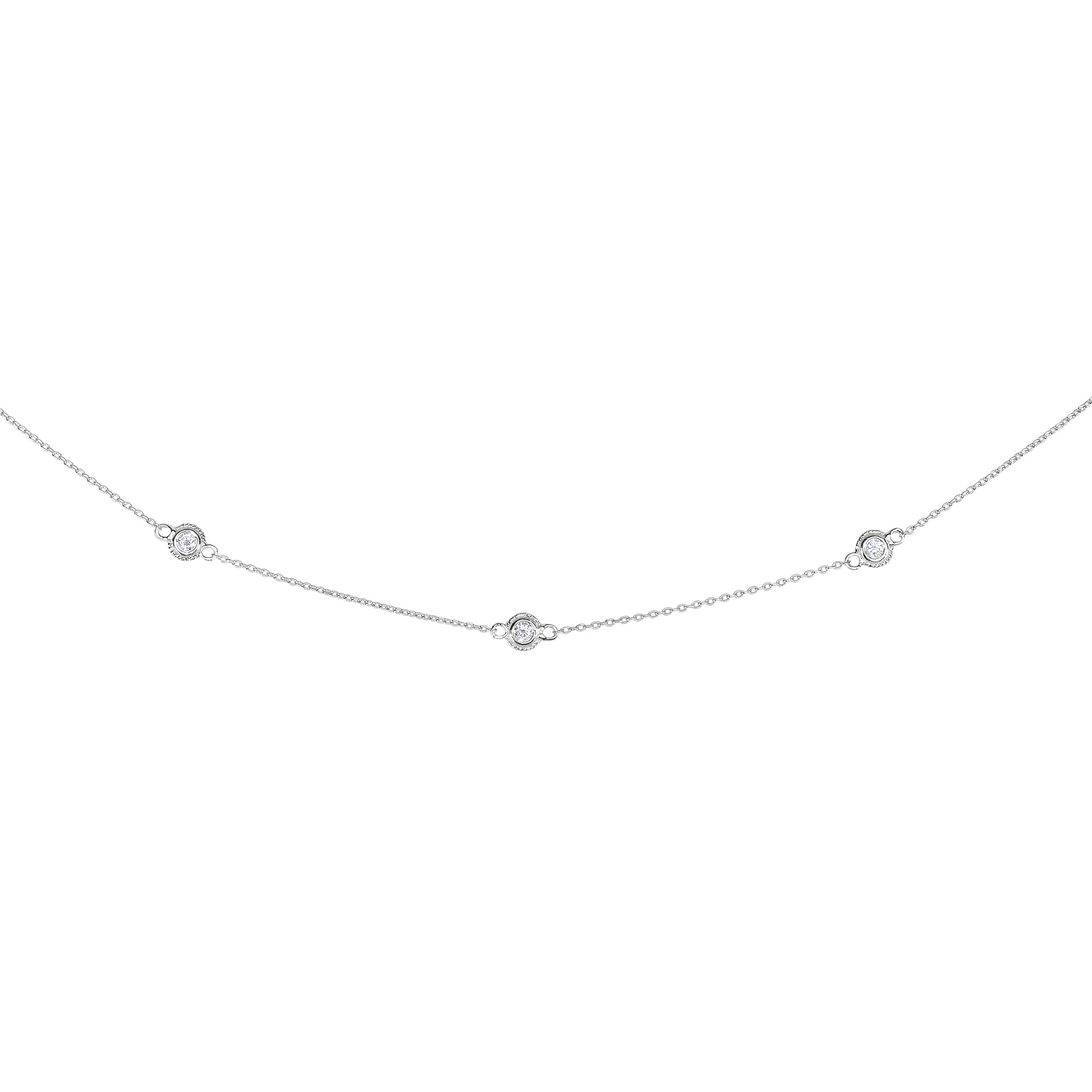 14K White Gold 18" .25ct Diamonds by the Yard Necklace