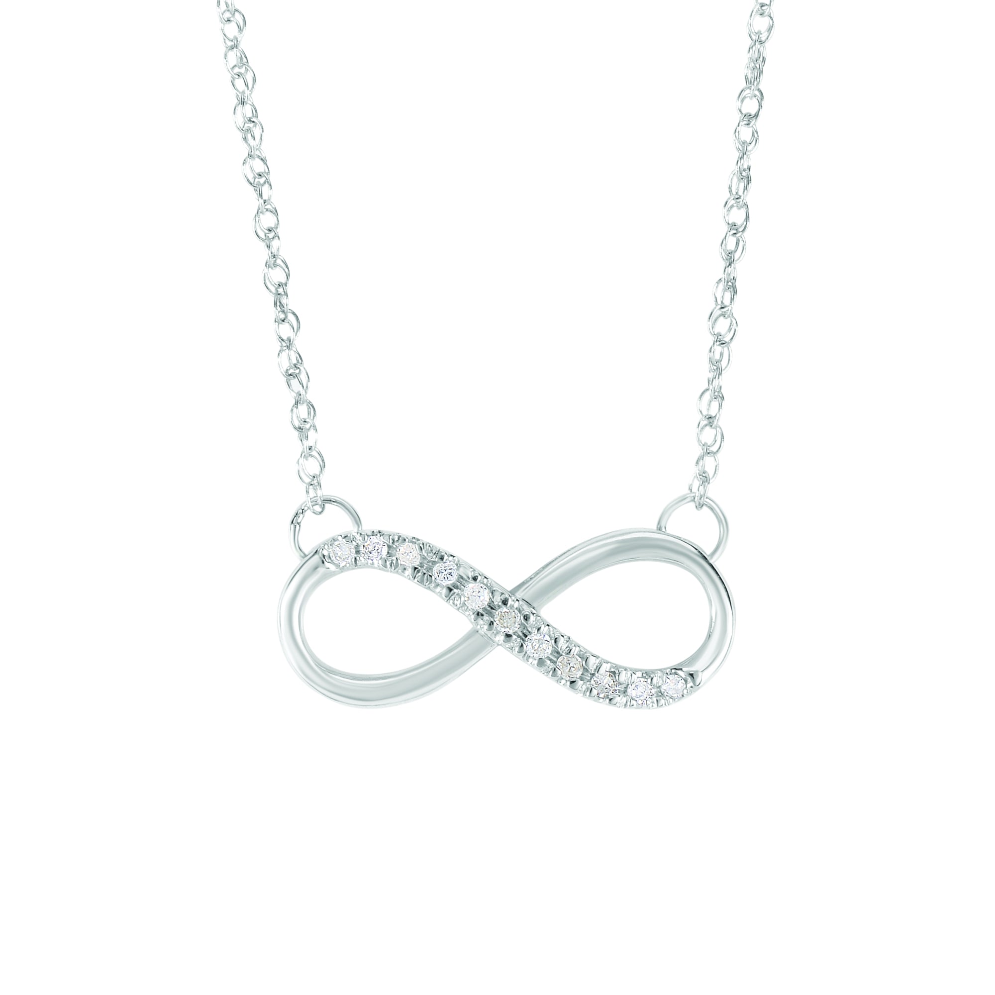 14K White Gold 18" .10ct Diamond Infinity Necklace