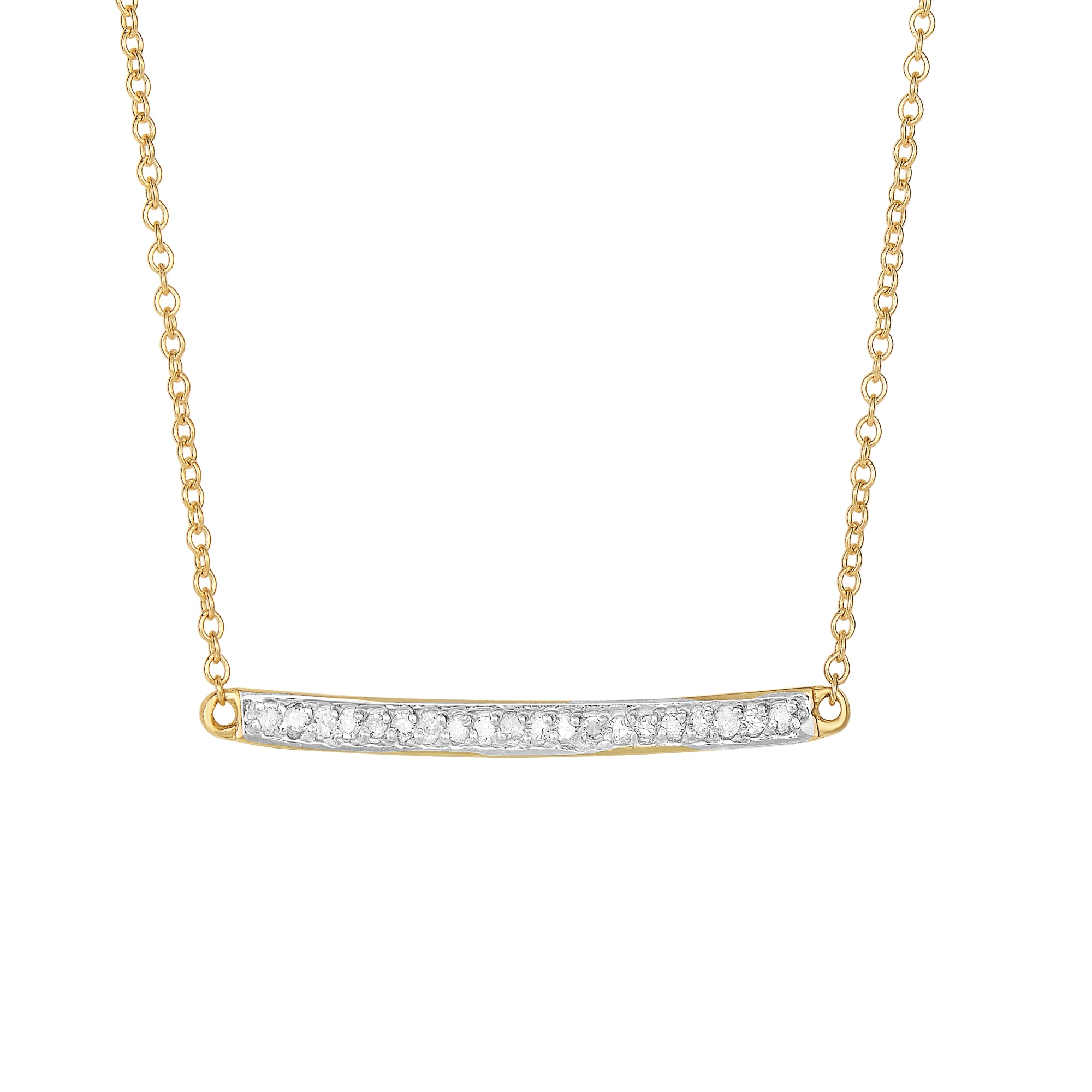 14K Yellow Gold 18" .12ct Diamond Bar Necklace