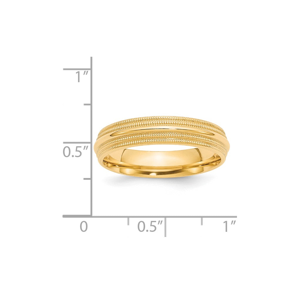 14k Yellow Gold 5mm Double Milgrain Comfort Fit Wedding Band Size 10