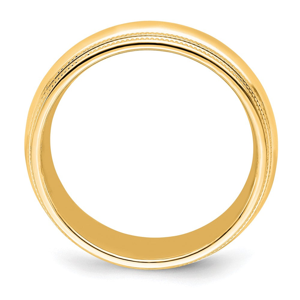 14k Yellow Gold 7mm Double Milgrain Comfort Fit Wedding Band Size 6.5