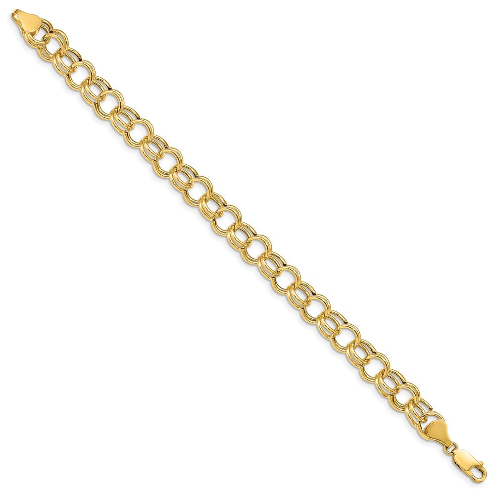 14k Hollow Double Link Charm Bracelet