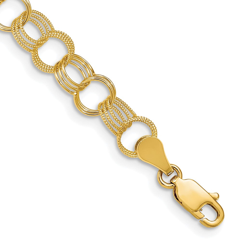 14k Solid Triple Link Charm Bracelet