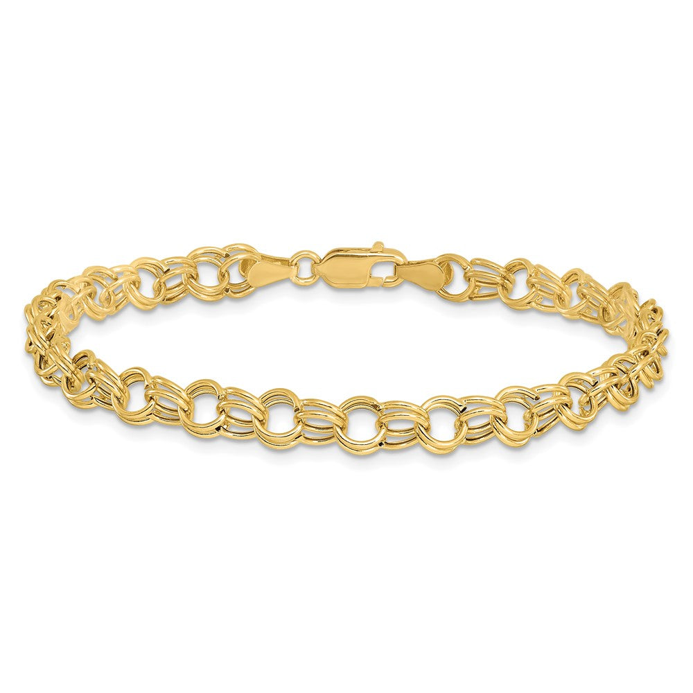 14k Hollow Double Link Charm Bracelet