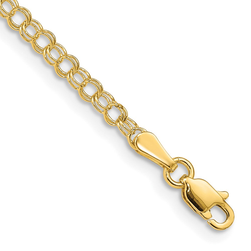 14k 3mm Solid Double Link Charm Bracelet