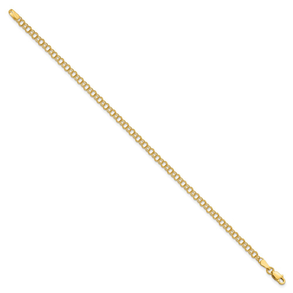 14k 3.5mm Solid Double Link Charm Bracelet