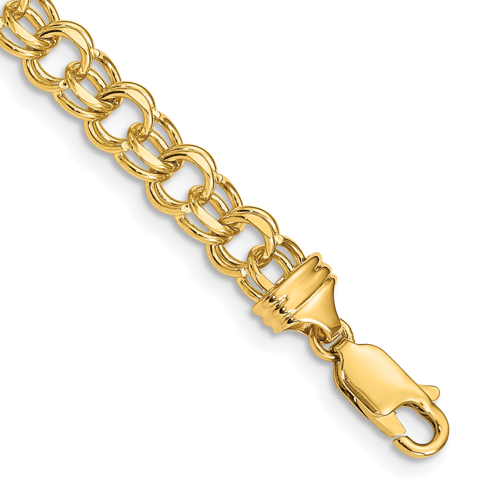 14k 7in 5.5mm Solid Double Link Charm Bracelet