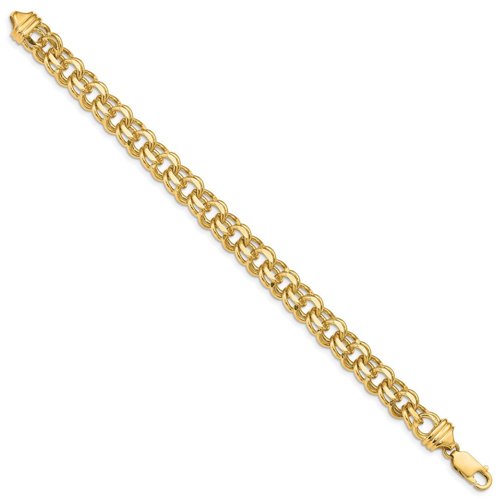 14k 7in 8.5mm Solid Double Link Charm Bracelet