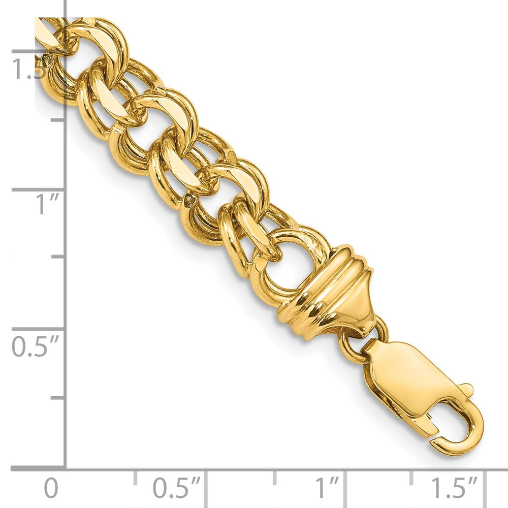 14k 7in 8.5mm Solid Double Link Charm Bracelet