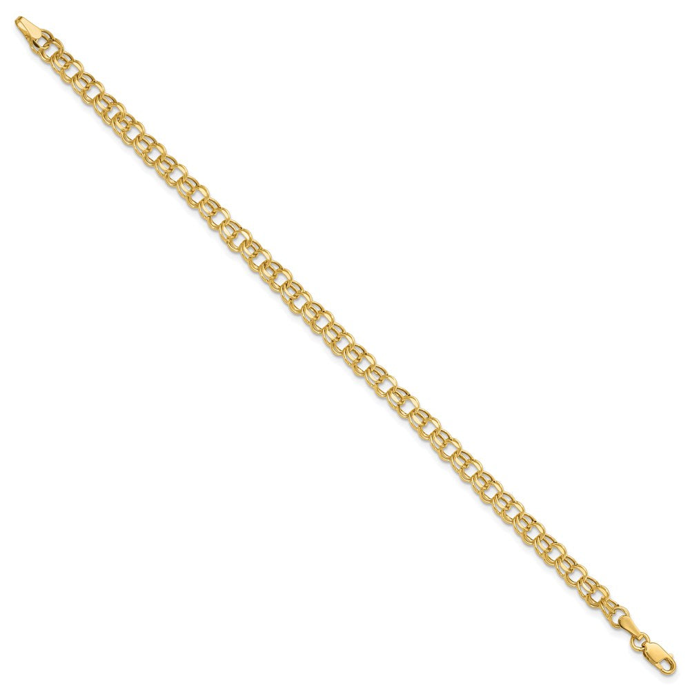 14k 8in 4.5mm Hollow Double Link Charm Bracelet