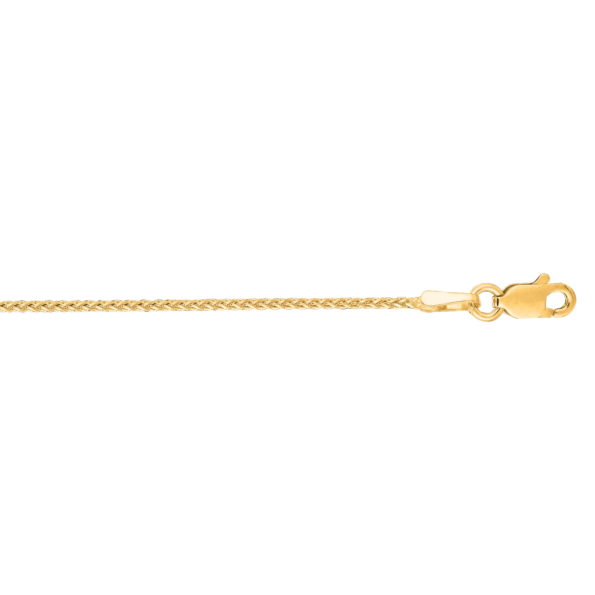 14K Yellow Gold 1.1mm Diamond Cut Round Wheat 30" Chain with Lobster Lock